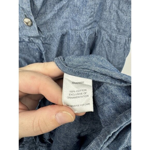 Pendleton Chambray Embroidered Shirt Mini Dress Women 12 Blue Ethereal Western - Picture 4 of 9